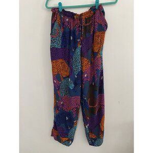 Farm Rio Pants Womens medium Leopard Print Pull On Elastic Waist Pants